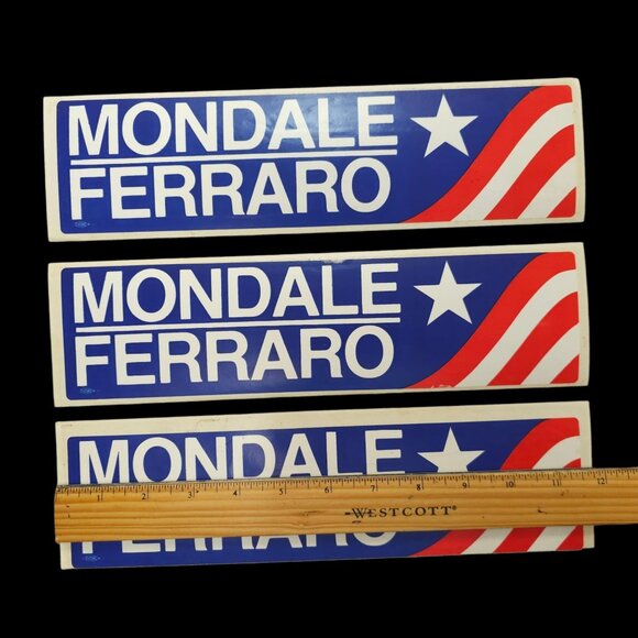 Mondale Ferraro 1984 US Presidential Campaign 11.5" x 3" Bumper Sticker Lot NOS - Picture 5 of 5